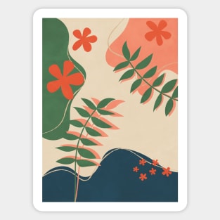 Colorful Abstract Garden Leaves Sticker